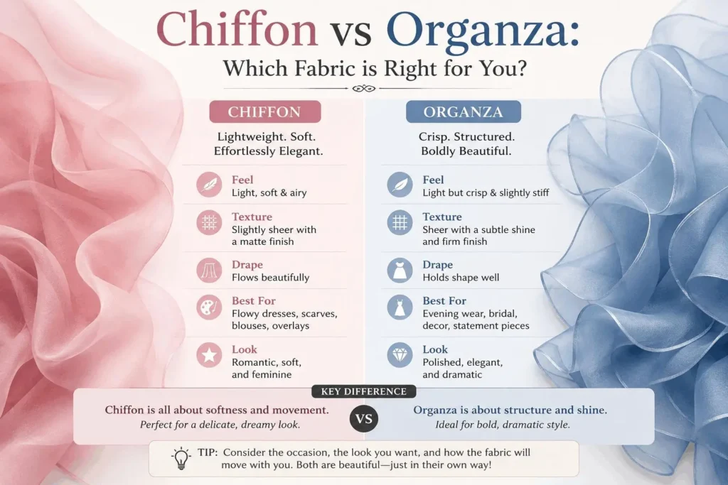 Organza vs Chiffon, Net & Georgette